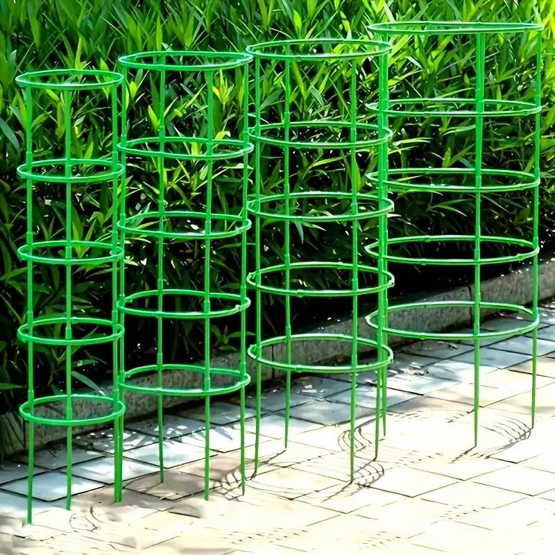 60pcs Stackable Green Plastic Plant Trellis Outdoor Supports - Garden Pruning & Plant Decoration Rings for Flowers, Vegetables, Climbing Plants - Gardening Tools & Supplies, Plant Supports, Climbing Plant Stand