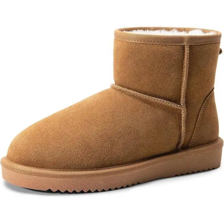 Dream Pairs FuzzyClassic Ⅱ Low Ankle Snow Boots – Genuine Suede, Water-Resistant, Memory-Foam, Anti-Slip Sole,shoes for back to school,back to school shoes