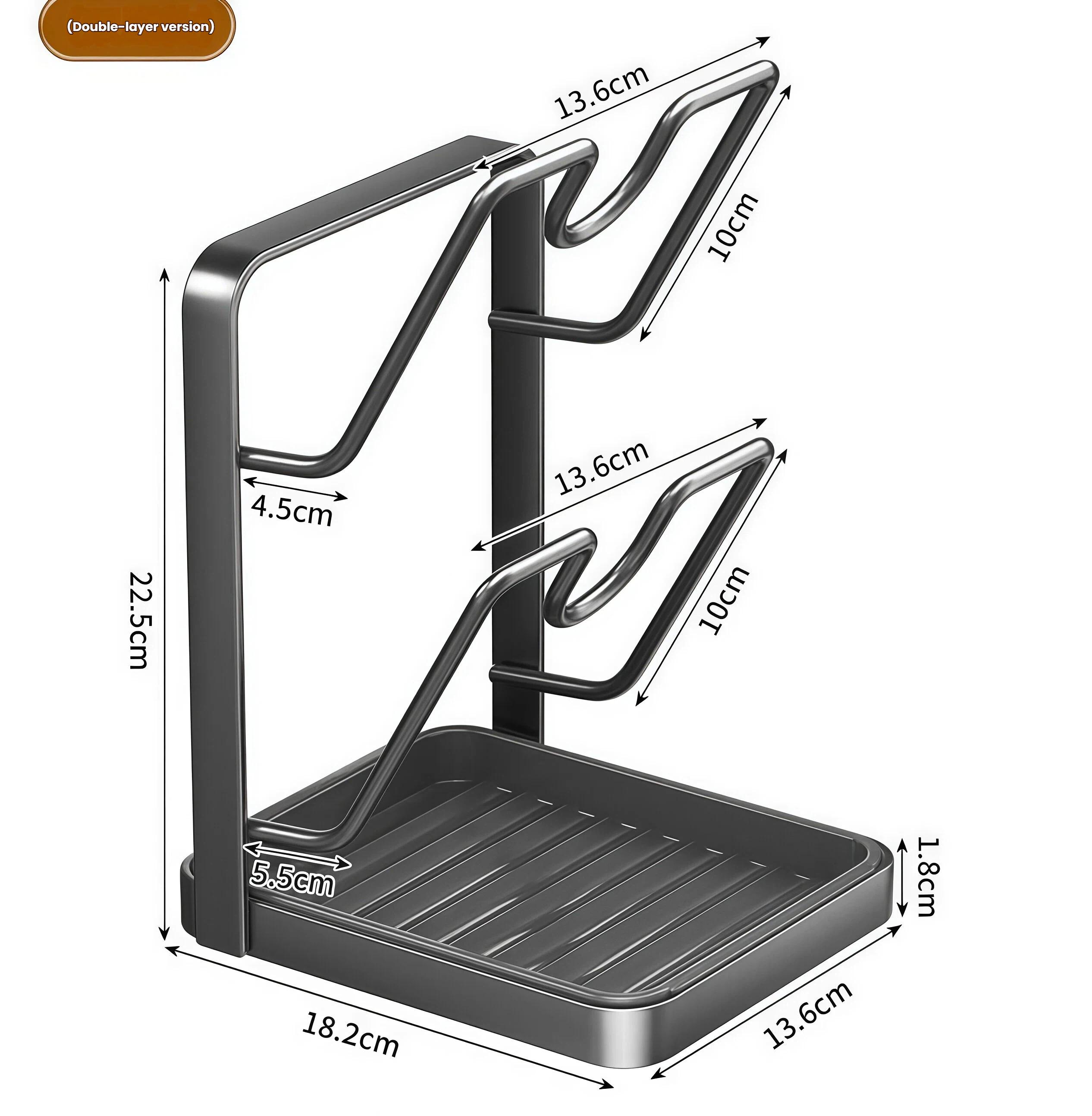 JointlyCreating Multi-Functional Kitchen Organizer Rack Holds Lids Cutting Boards Non-Slip Durable Double Layer