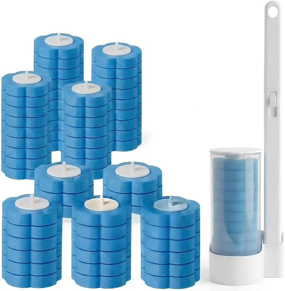 Disposable Wand Type Toilet Brush with 18/36 Refill Pack, Wall Mount Toilet Brush & Plungers Holder Set, Bathroom Cleaning System for Sink Clean Starter Kit