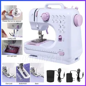 Electric Sewing Machine 12 Built-In Stitches Portable Design with Reverse Function Dual Power AC/Battery for Crafting Mending
