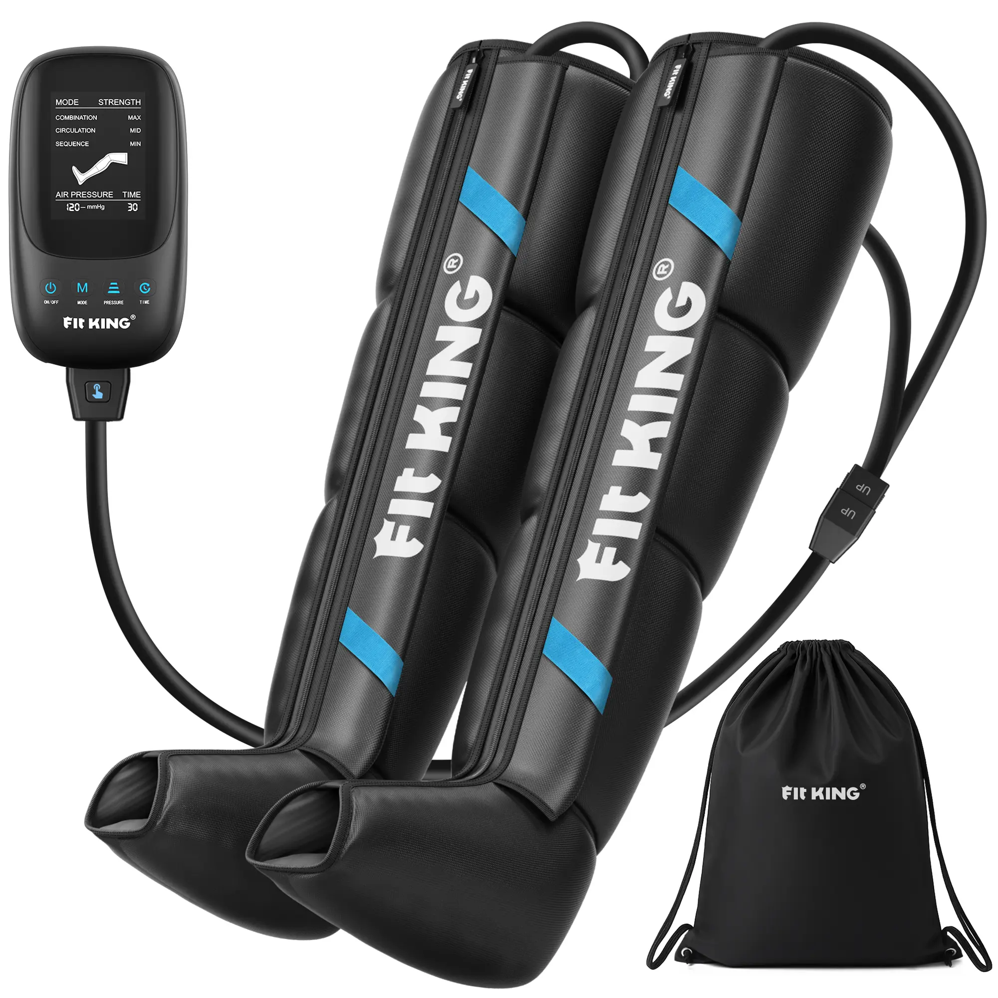 【FIT KING】 Full Leg Massager Fast Recovery System, Calf & Thigh & Foot  Full-leg Air Compression Massage Boots, for Faster Circulation and Better Muscle Recovery After Exercise, Mothersday gift outdoorfun tiktokshopbacktoschool