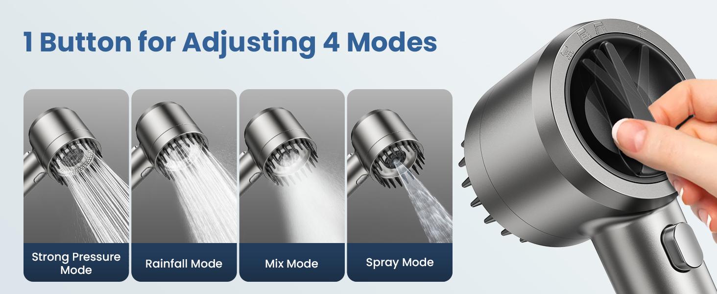 Jomst Handheld Filter Booster Shower Head, 4 Spray Modes, Hard Water Powerful Cleaning, Bathroom Shower Set