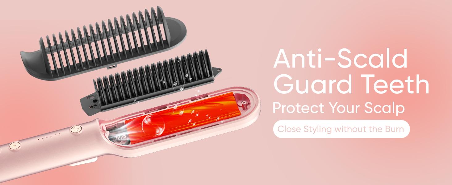 LILA Hair Straightener Brush, 2 in 1 Straightening & Curling Brush, Hairdressing Comb , Trending Products, 200 Million Ionic for Frizz-Free, Shiny Hair，Makeup Products, Safe Mode