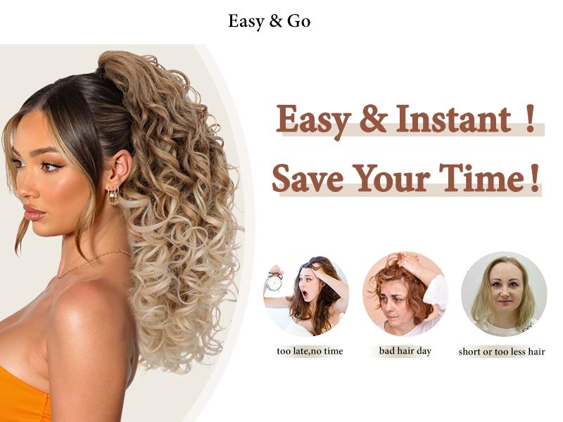 Kookastyle ponytail extension 18inch Claw Clip in Ponytail Extension Short Curly Wavy Ponytail Hair Extension Jaw Clip on Pony Tails Hairpiece for Women Kookastyle ponytail extension 18inch Claw Clip in Ponytail Extension Short Curly Wavy Ponytail Hair Extension Jaw Clip on Pony Tails Hairpiece for Women