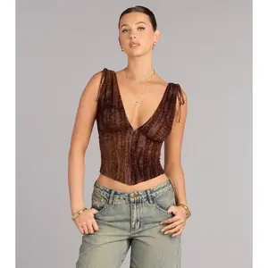 Caught Your Eye Flocked Velvet Corset Top Caught Your Eye Flocked Velvet Corset Top