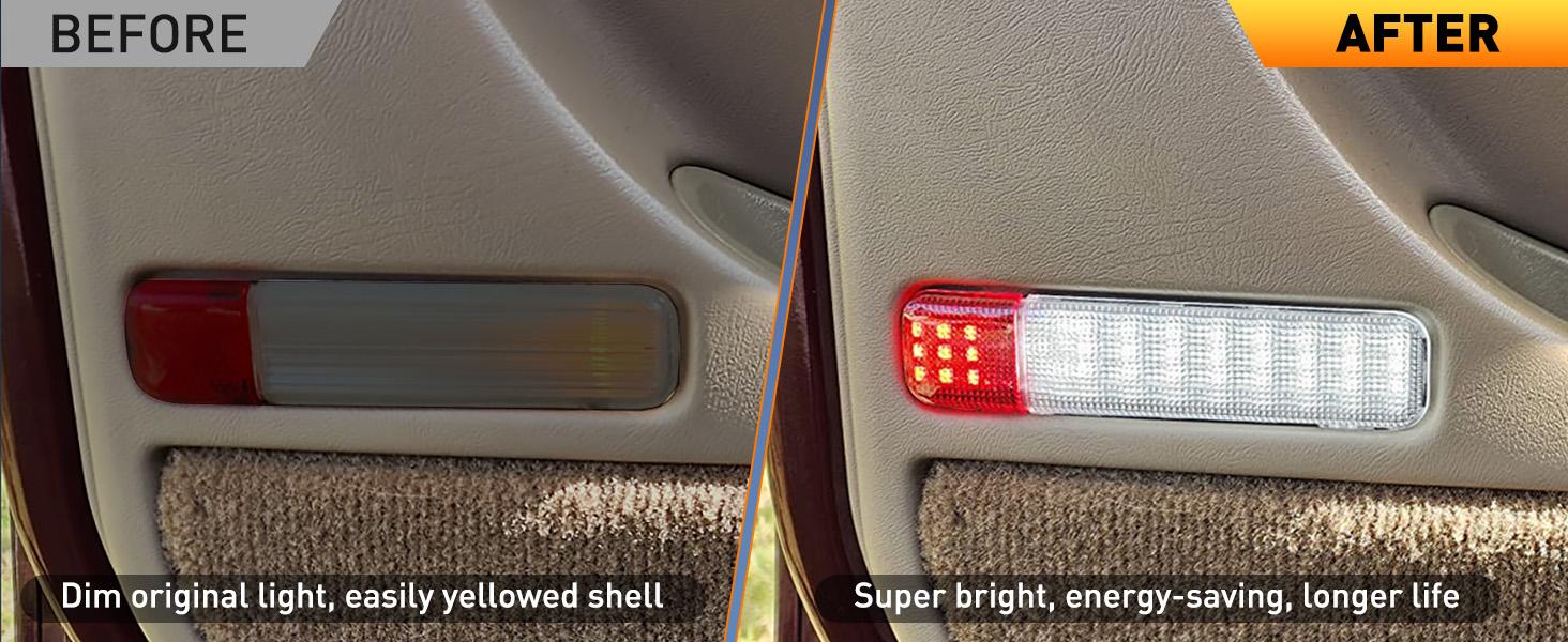 Nilight 2PCS LED Interior Door Panel Light Courtesy Warning Lights White Red for Chevy GMC Silverado Sierra 1500 2500 3500 HD Suburban Cadillac Escalade Hummer H2