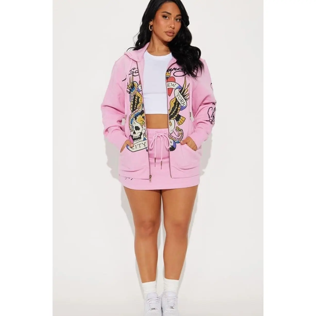 Ed Hardy NYC Skirt Set - Pink 1 - TikTok Shop