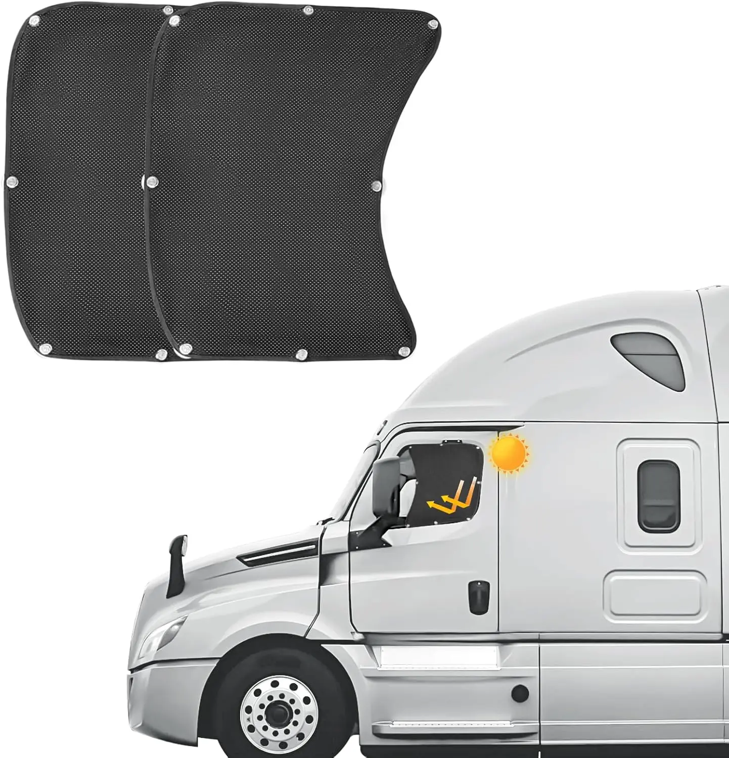 Side Window Sun Shade for Semi Truck, 21.6×23.6inch Large Car Window Shades for Freightliner Volvo VNL International Trucks - Semi Truck Accessories, Easy Install, Interior UV Protection