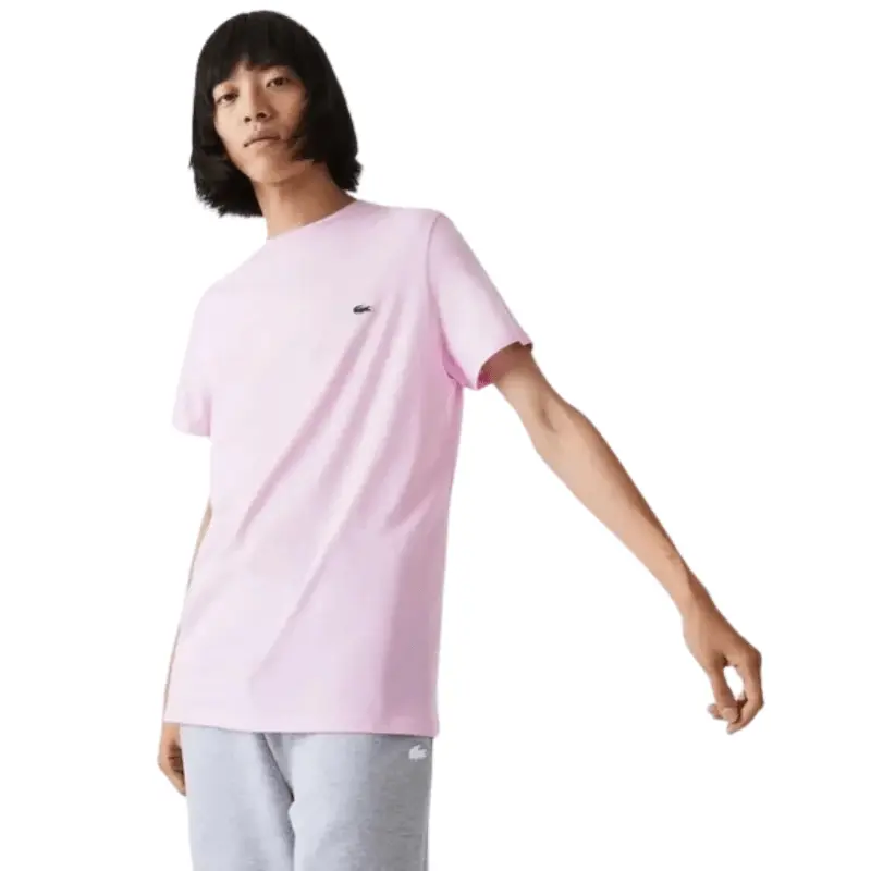 Male Lacoste Embroidered Monochrome Pima Cotton Jersey Crew Neck T-Shirt - Straight Cut, 130 gsm Weight, Durable, Lightweight Pull-On Casual Sportswear Top, Th6709-Z4h