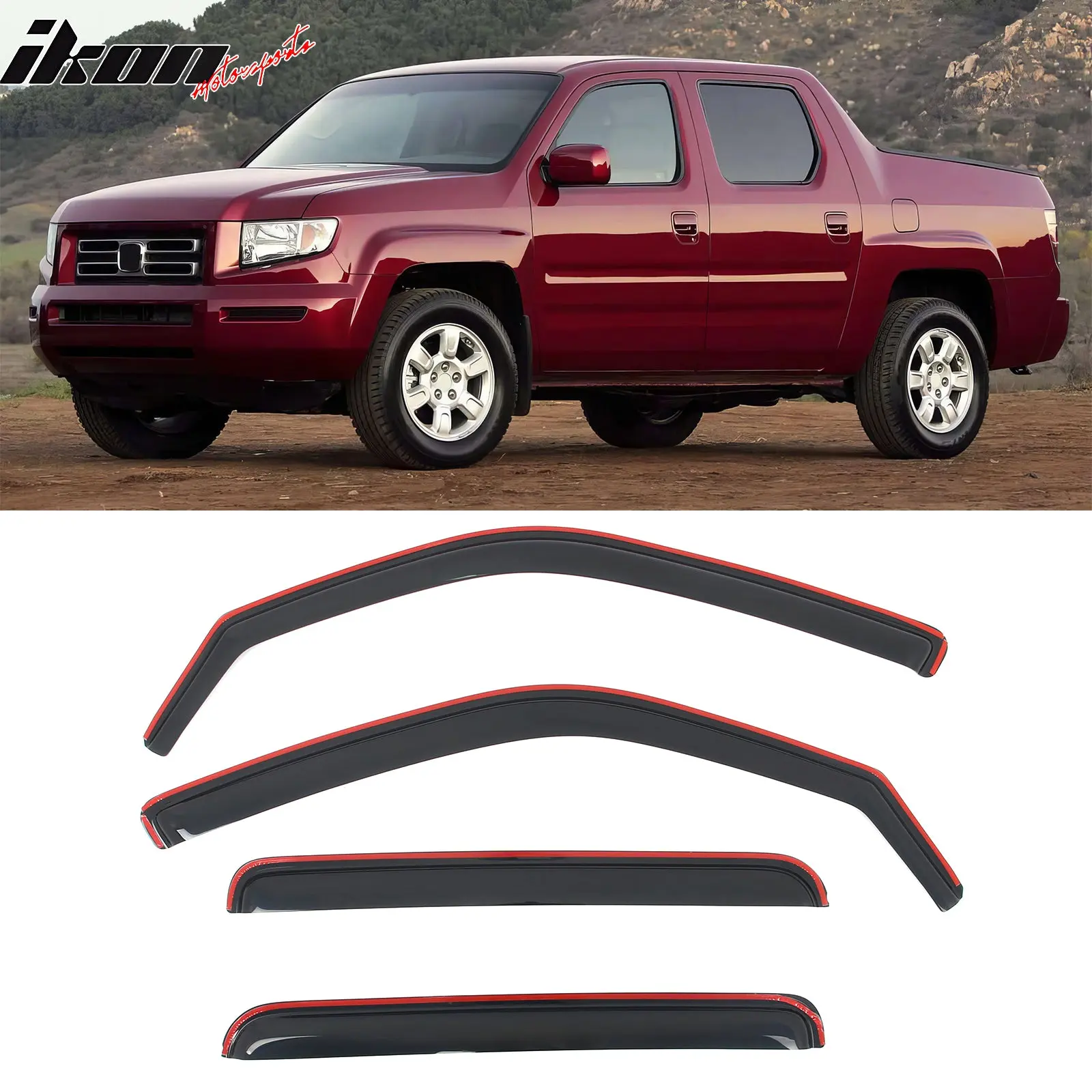 Window Visors Deflectors Guard for Honda Ridgeline 2006-2014 In Channel
