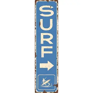 Vintage Surf Beach Nautical Metal Tin Sign 4x16 in Durable Metal Wall Art for Home Bar Cafe & Outdoor Decor