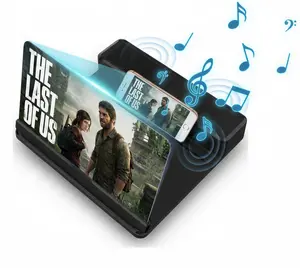 Bluetooth speaker projector, 12" Screen Magnifier,3D HD Mobile Phone Magnifier Projector Screen Enlarger for Movies, Videos, and Gaming,Foldable Cell Phone Stand with Screen Amplifier,Supports All Smartphones (Black, 12inch)