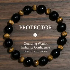 Obsidian & Tiger's Eye Daily Wear Bracelet - Protection & Wealth Guarding, Healing Crystal Beads, Charming Elegant Jewelry for Men & Women, Christmas Gift, Gifts for Mother’s Day, Father’s Day, Valentine’s Day, Birthdays, Anniversary