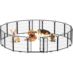24/32/40Inch, Dog Playpen Outdoor, 8/12/16 Panel Pet Fence for Dogs, Foldable Dog Exercise Pen with Gate, Indoor Outdoor Portable Heavy Duty Metal Fence for Yard Camping Puppy Training accessories Large Kennel Feeder