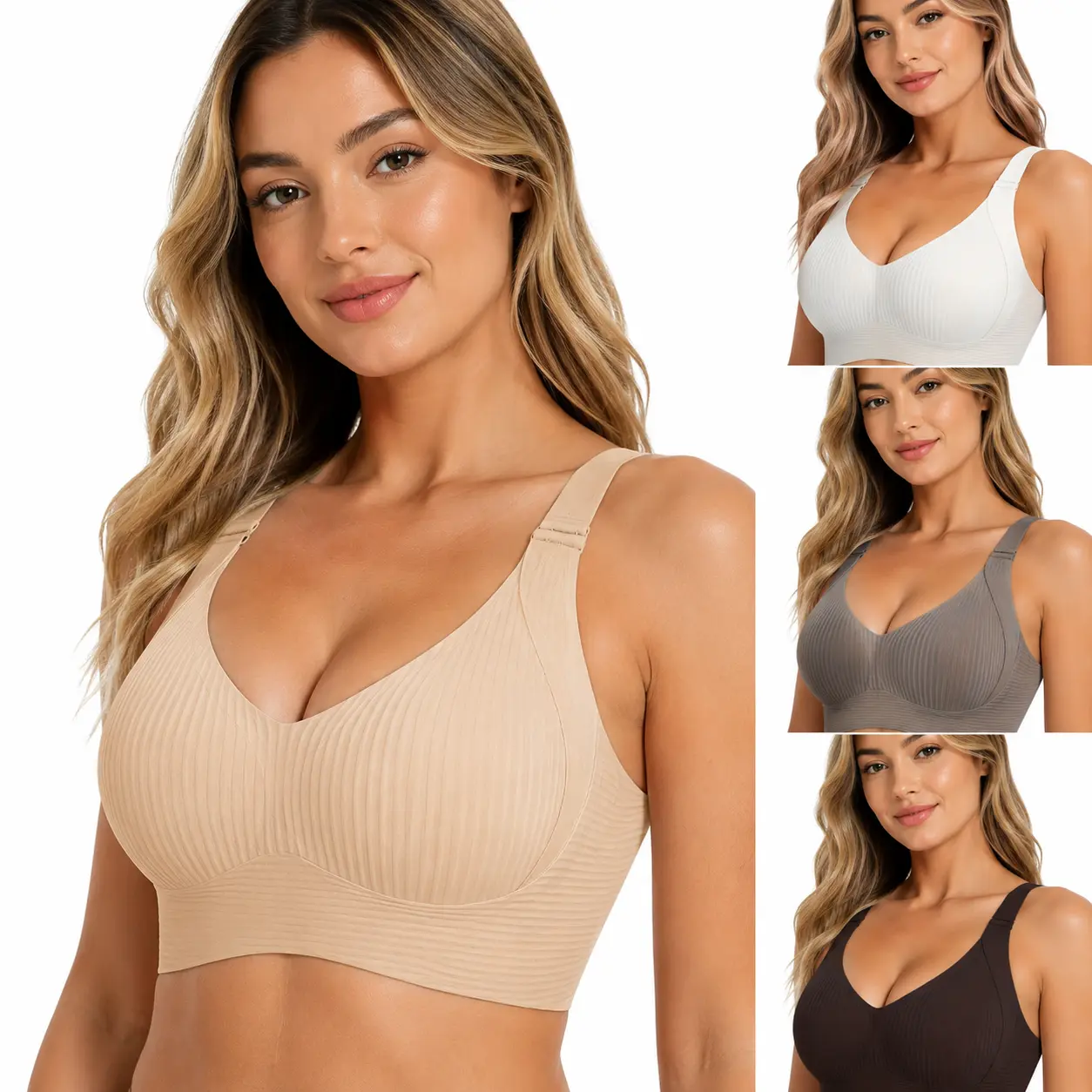 4-Pack Jelly Bras Wireless Seamless Bralette — Buttery Soft No Underwire Full Coverage Everyday Bra with Wide Straps, Breathable Nylon Blend for All-Day Comfort (M-2XL)