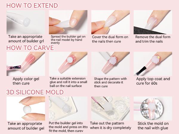 3D Flower Sculpting Solid Builder Gel for Nails – Non-Sticky Carving Hard Gel with Dual Forms for Nail Art & Extension