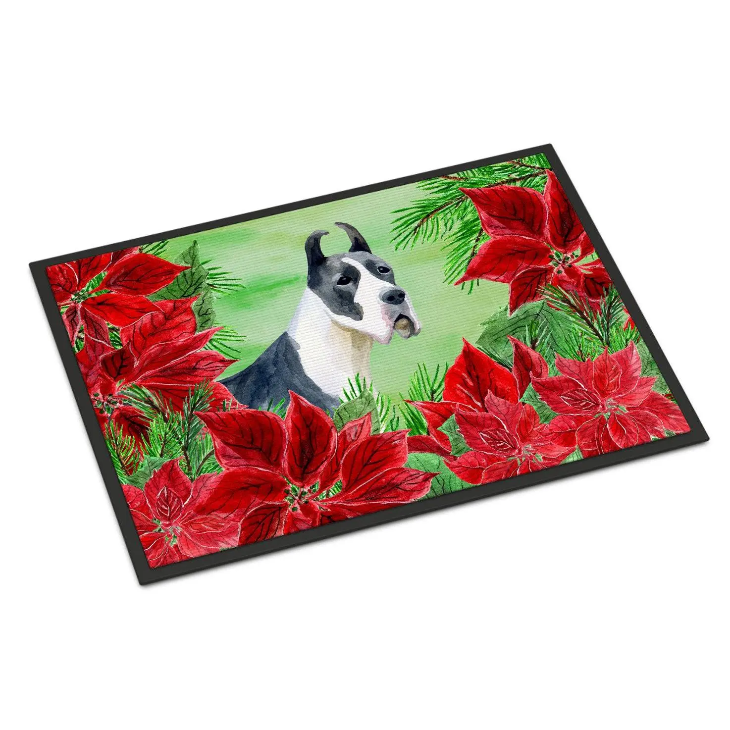 Harlequin Great Dane Art Indoor-Outdoor Mat - 18x27 in, Slip-Resistant 1-Piece Polyester Felt Rug, Durable Layered Construction Textile for Entryways/Porches, CK1292MAT