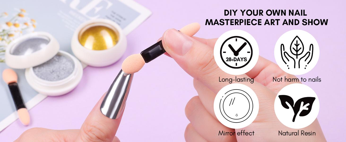 Makartt 3D Nail Gel and Chrome Nail Powder Kit, Sculpting Gel for Nail Art, 15g DIY Craving Gel, No wipe 3D Molding Gel and Metallic Chrome Powder Set for Nails Decoration Manicure Pedicure Use Nail Care Nail Polish