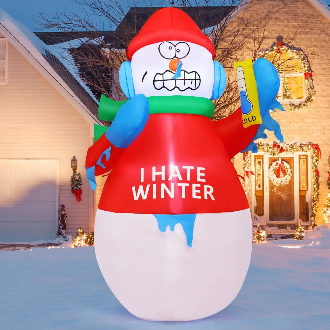 GOOSH 6 FT Outdoor Holiday Inflatable Snowman, Easy-to-Inflate Festive Yard Decor, Party Decoration Supplies for Garden & Lawn