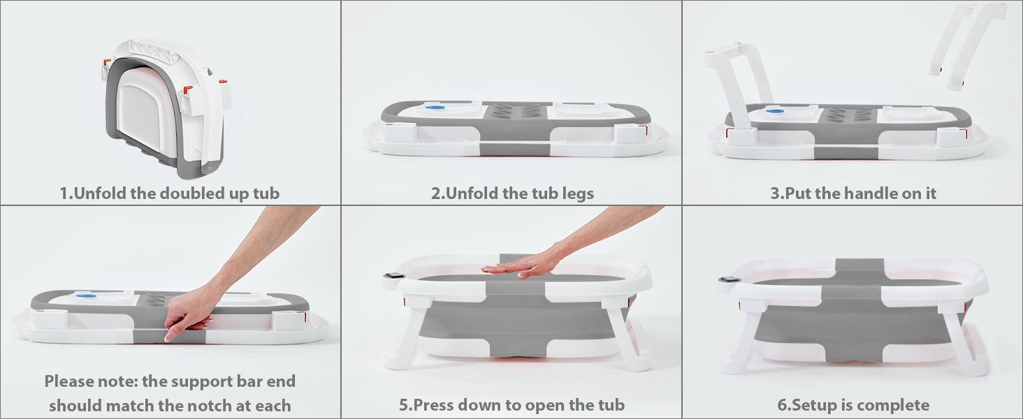 Collapsible Baby Bathtub | Real-Time Temp Monitor, Floating Cushion, Foldable Travel Tub for Newborns & Toddlers