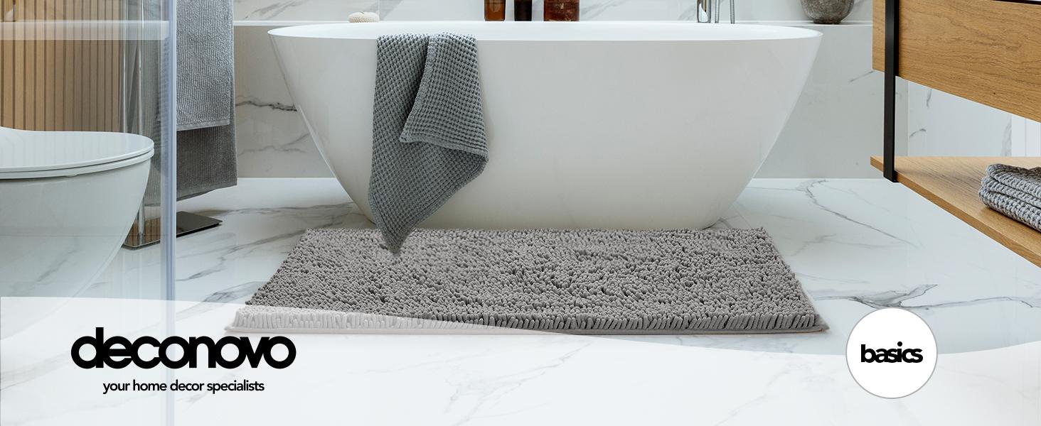 Deconovo Bathroom mat, Water Proof, Toilet Lid Mat & Bath Mat, Bath Rugs, Summer Bathroom Accessories, Machine Washable Low Pile Rugs for Living Room