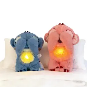 2PCS New Soothing Music Doll Breathing Toy Companion Sleep Aid Baby Children Plush Electronic Pet Teddy Bear with Realistic Breathing Action & Lighted Music Infant Sensory Gift