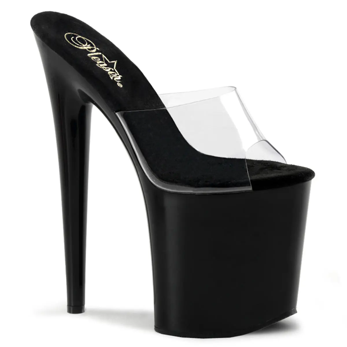 Pleaser Flamingo-801 Transparent Slip-On Platform High Heels, Women's Statement Shoes with an 8" Heel, Platform Shoes