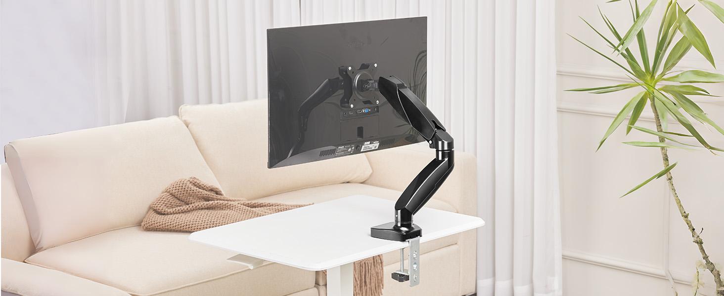 Furnest Computer Ac Monitor Stand - Adjustable Desk Mount Arm for Support 15 to 27 Inch and 4.4 to 15.4lbs Screen, Gas Spring Computer Monitor Holder with Clamp and Grommet Base, VESA Bracket 75 and 100