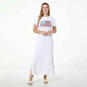 G by Giuliana Americana Knit Graphic Maxi T-Shirt Dress