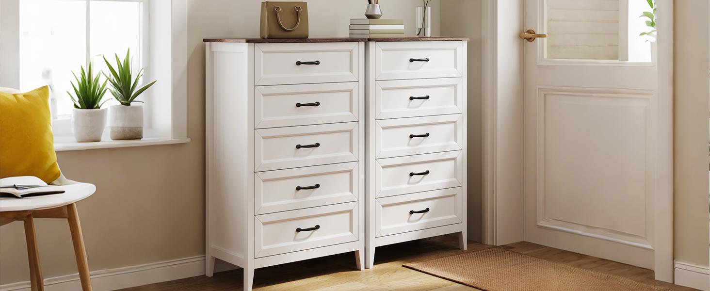 Gizoon 5 Drawer Dresser for Bedroom 44.8" Drawer Dresser Modern Wood Chest of Drawers Large Capacity Storage Cabinet with Smooth Rail Metal Handles Anti-tipping for Living Room Hallway Girl Apartment Furniture Space-Saving Gizoon 5 Drawer Dresser for Bedroom 44.8" Drawer Dresser Modern Wood Chest of Drawers Large Capacity Storage Cabinet with Smooth Rail Metal Handles Anti-tipping for Living Room Hallway Girl Apartment Furniture Space-Saving