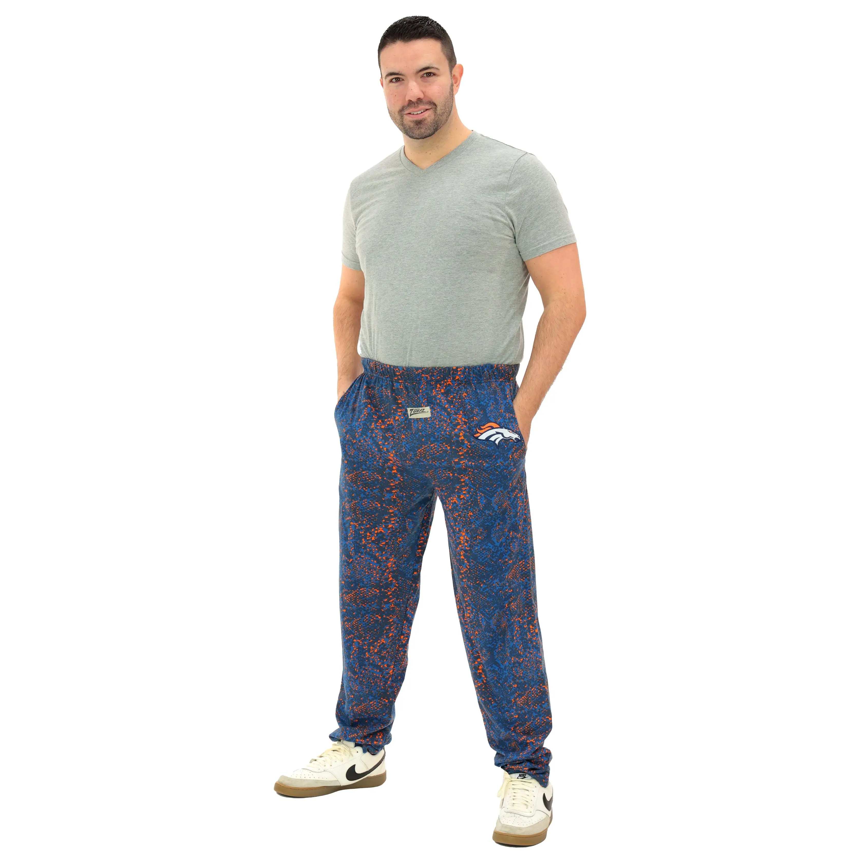 Zubaz NFL Adult Unisex Z88 Embroidered Post Pattern Pant, Denver Broncos, X-Small