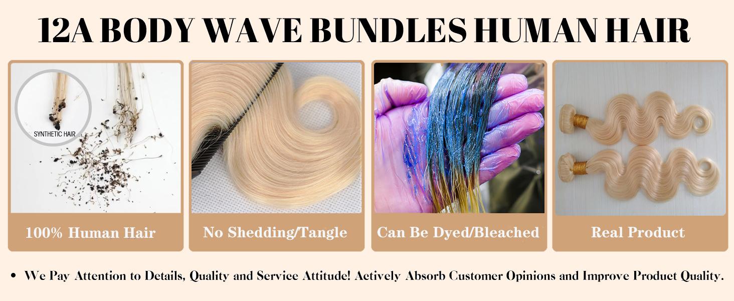 [Ashine] 12A 1B/613 T1B/P4/27 Peekaboo Highlight Human Hair Bundles 100% Virgin Vietnamese Hair Tangle-Free, No Shedding, Can Be Dyed & Styled