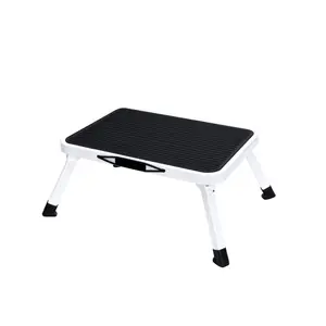 Foldable Step Stool with Non-Slip Platform & Rubber Feet, 1-Step Ladder with Carrying Handle, 330lbs Capacity Sturdy Metal Foldable Stool for Indoor & Outdoor Use