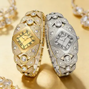 NIBOSI Women's Luxury Rhinestone Bangle Analog Quartz Watch, Stainless Steel Rhinestone Wristwatch, 30M Waterproof, Elegant Unique Gift for Wife, Bling Jewelry with Flower Bracelet Gift Box