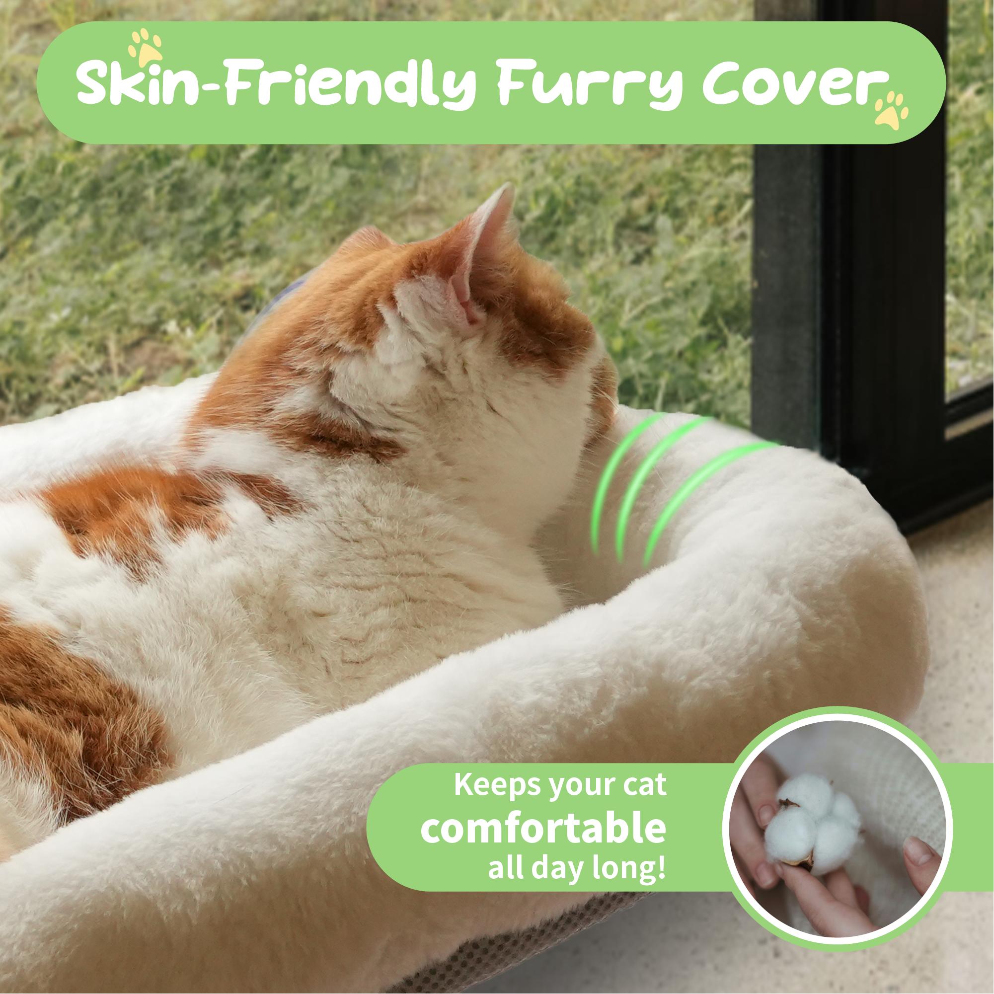 POMESEA Marshmallow Window Perch, Cordless Cat Hammock,Solid Metal Frame, Easy Tool-Free Installation, Patented Hook Design