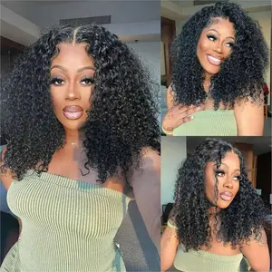 Glueless Bob Wigs Human Hair Curly Wigs for Black Women Water Wave 5x5 HD Lace Closure Wigs  Wear and Go Glueless Wigs 180% Density Pre Plucked Hairline Pre Cut Lace