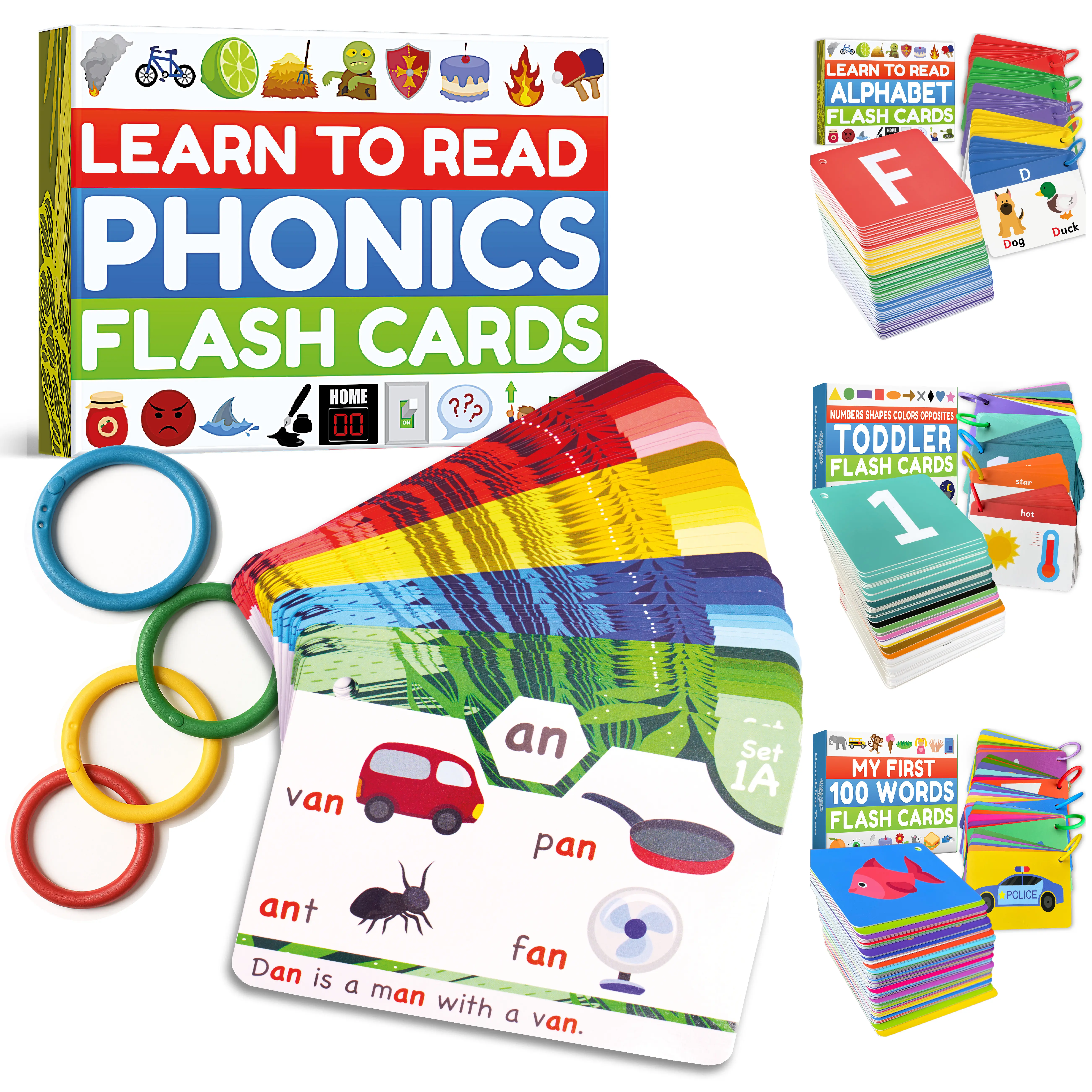 Bambino Tree Phonics Flash Cards| Color-Coded Learn to Read Flashcards for Ages 4–8 – Covers Letter Sounds, Digraphs, CVC Blends, Long Vowels & More