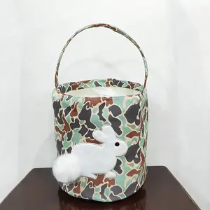 Easter Kids Rabbit Appliqué Camouflage Basket Easter Kids Rabbit Appliqué Camouflage Basket