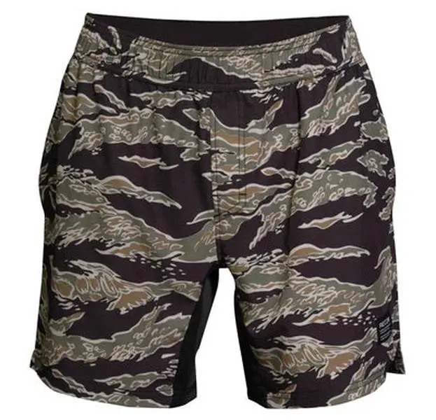 Men's Recon Tiger Print Fight Shorts - 6.5" Inseam, Quick-Dry Polyester-Spandex Fabric, Pockets for MMA Training, Multicolor, Activewear Men's Shorts, Blue Tiger Print Men's Shorts, Breathable