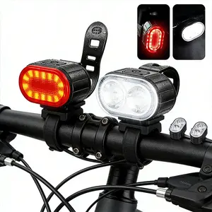 USB Rechargeable Bike Light Set - 200LM Front Light &Safety Rear Light, Multiple Modes, Water Resistant, HighVisibility Night Cycling Essential for Mountain, Road &Commuter Bikes