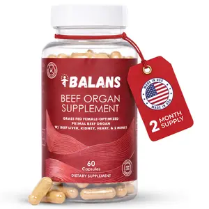 Balans Grass Fed Beef Organs for Women – Liver, Uterus, Ovary, Heart & Kidney Complex – Supports Hormone Balance, Energy, Iron & Skin. (60 Pills, 350mg) – Pasture Raised, Freeze Dried, 60 Day Supply.