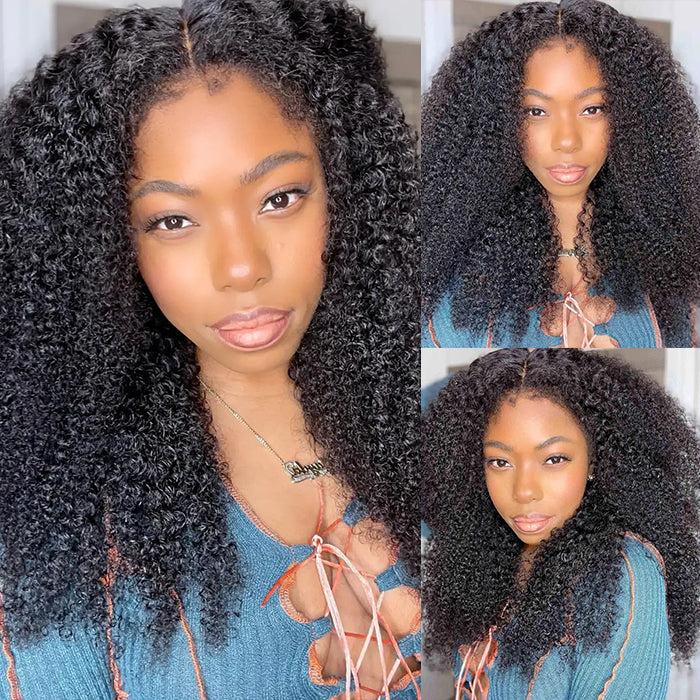 4C Kinky Edge Hairline Afro Kinky Curly Wigs Pre Cut 8x5 HD Lace Human Hair Glueless Wig Pre Bleached 4C Hairline Looks Like It Grows Out of Your Scalp ##TikTokShopBlackFriday