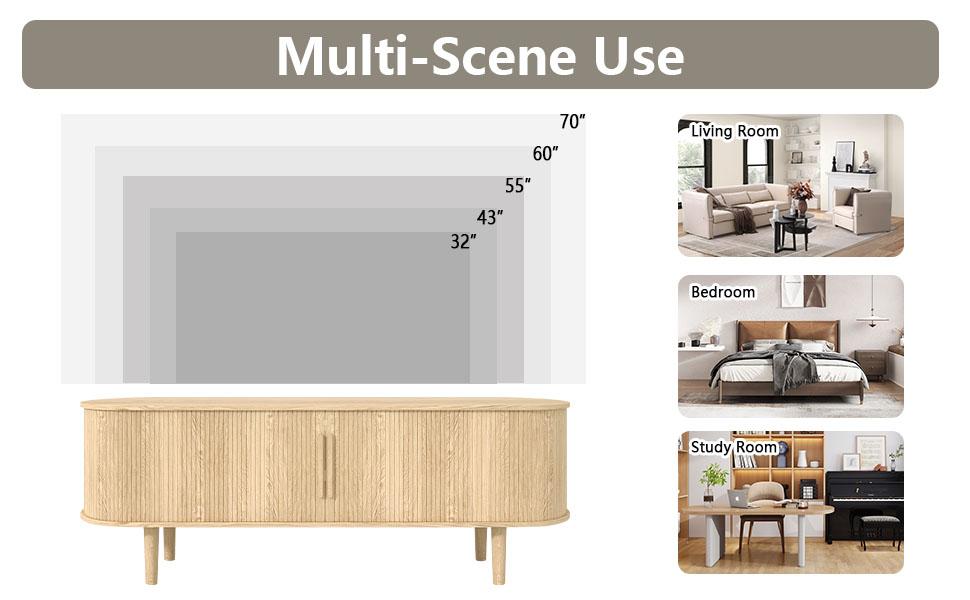 Giratree 62.99" TV Stand, Modern TV Console Table with Storage Compartment and Sliding Door, Gaming Entertainment Center with Cabinet for Living Room, Bedroom, Office