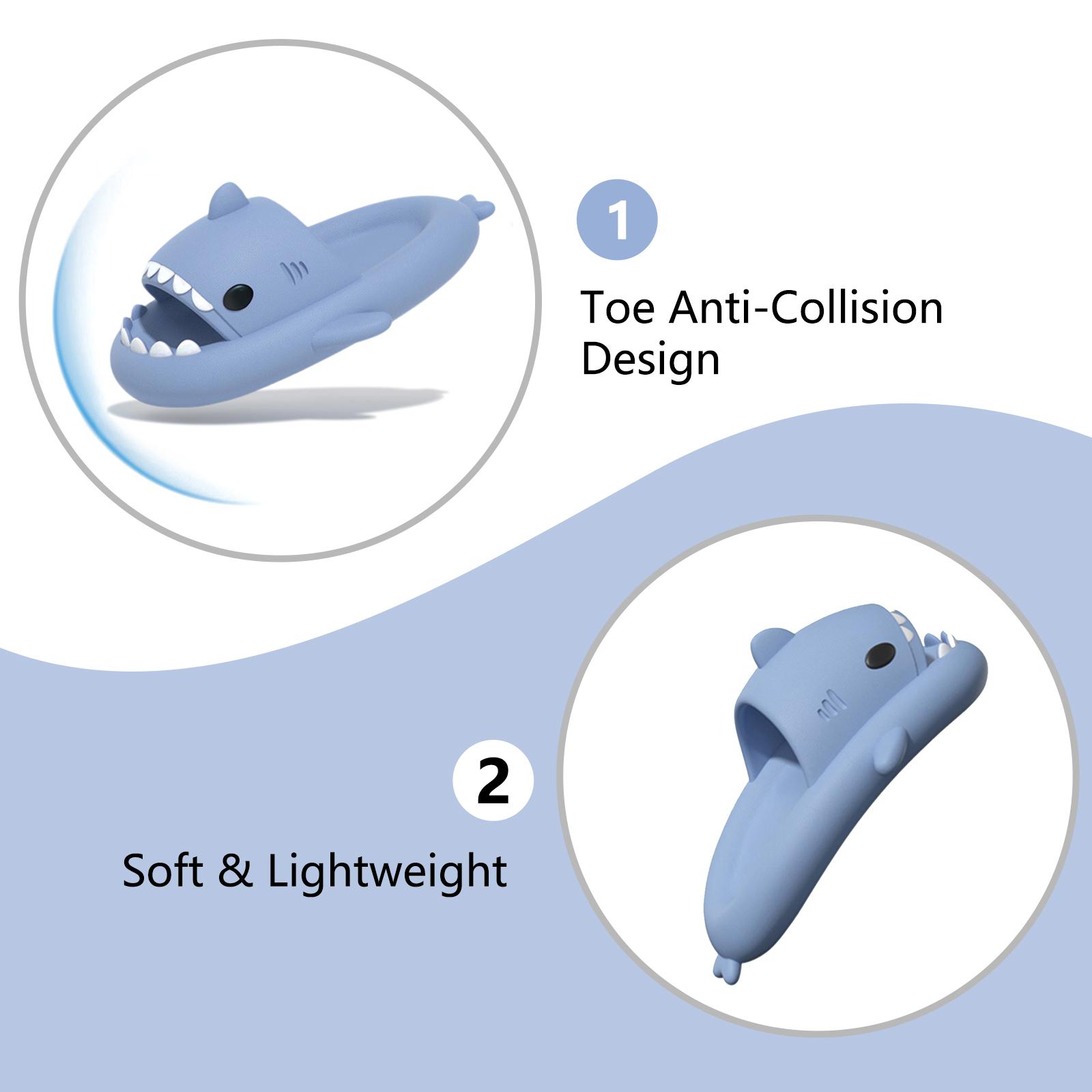 Shark Slides for Women and Men, Cute Shark Slippers Adult Youth Cloudy Summer Soft Lightweight Anti-Slip Thick Sole Beach House Cloud Cushioned Shower Slide Sandals Indoor Outdoor