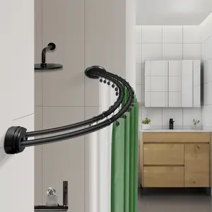 Utopia Alley DCR2XX Rustproof Wall Mounted Aluminum Double Curved Shower Curtain Rod, Screw Mount Rod, Stronger and More Secure Than Tension, Adjustable Double Shower Rod from 45" to 72", Expandable