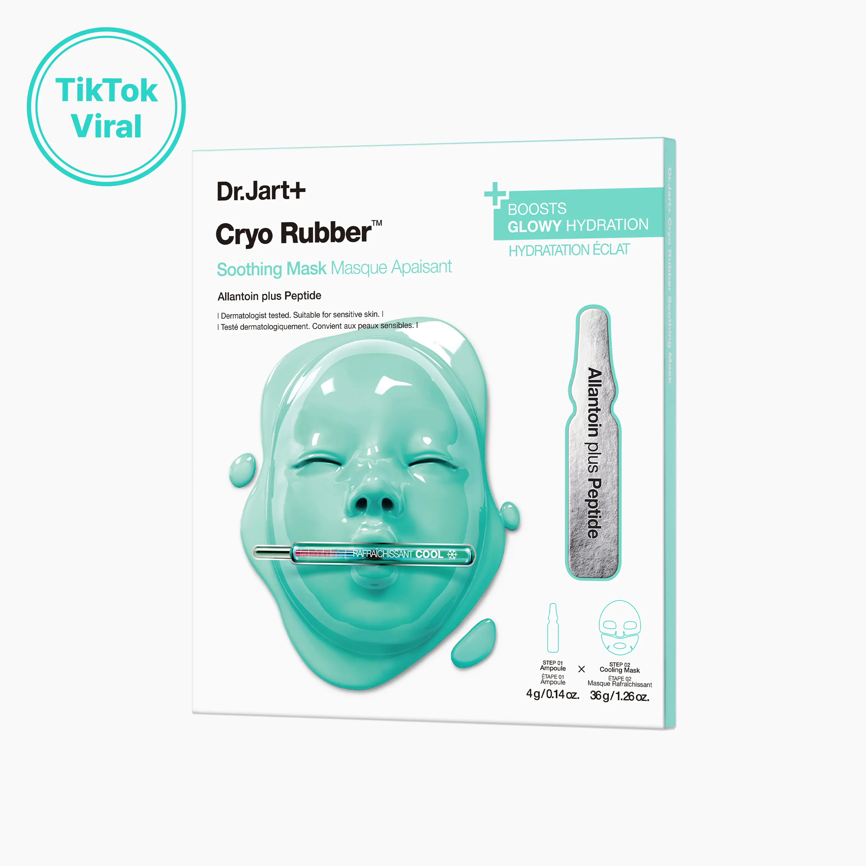 Dr.Jart+ Cryo Rubber Soothing Face Korean Mask With Allantoin Plus Peptide | Instantly Calms Heat Irritation | Reduce Redness