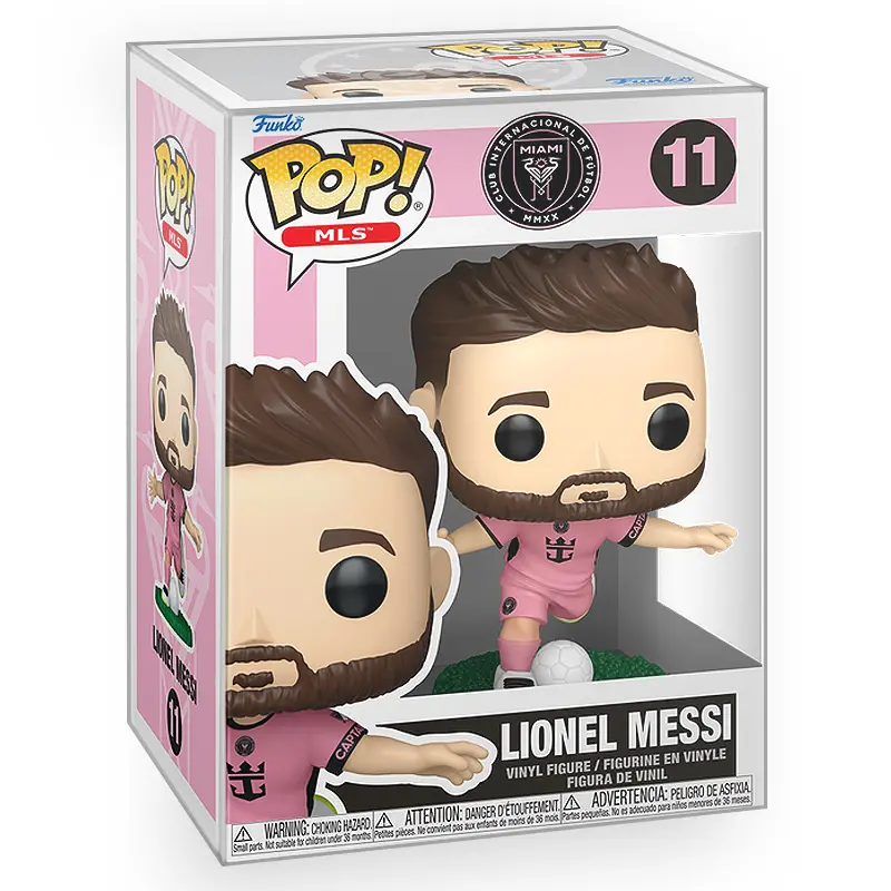 Funko POP MLS Soccer: Inter Miami - Lionel Messi (Pink Uniform) Vinyl Figure with Epic Collectibles Premium Box Protector Included