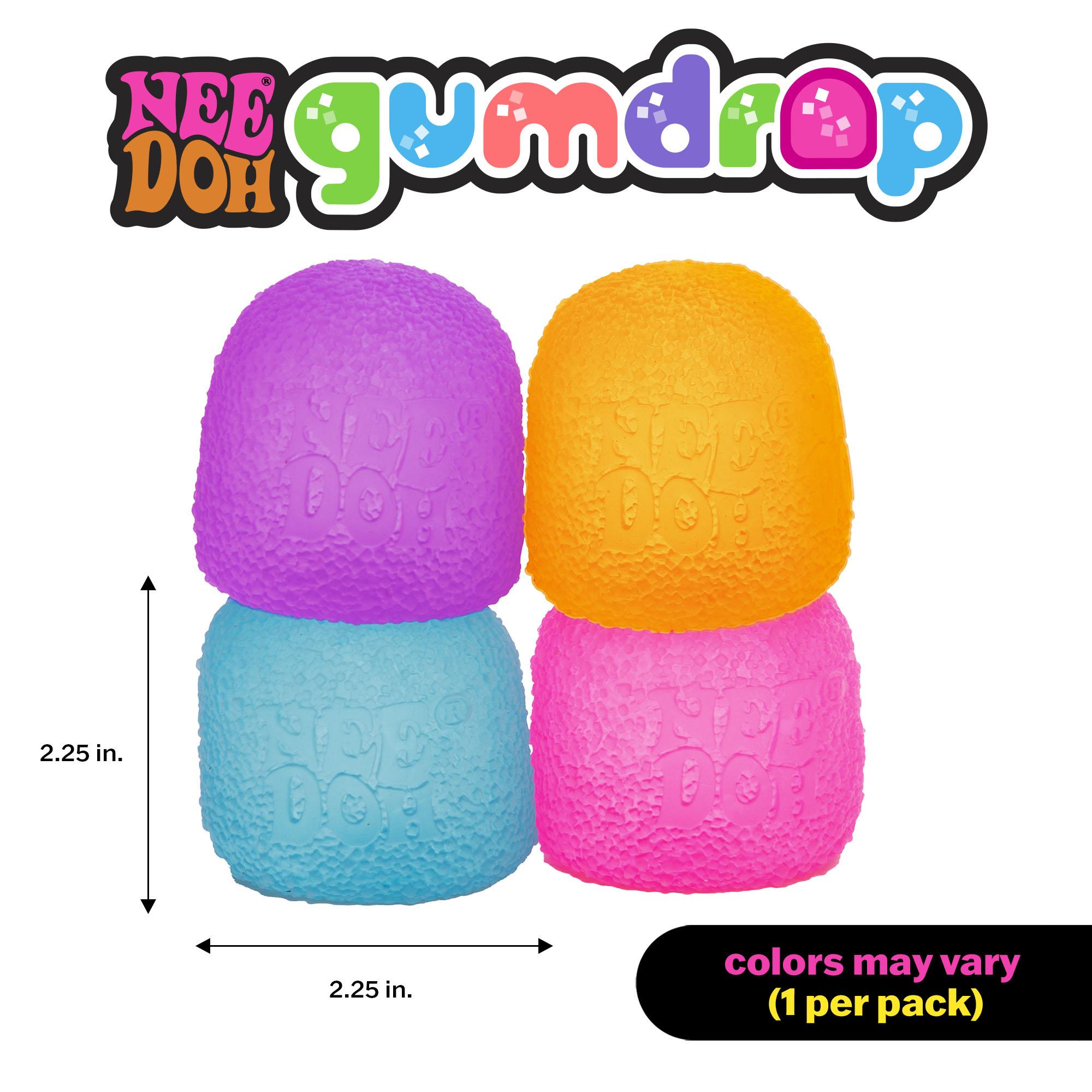 NeeDoh Gumdrop – Gumdrop-Shaped Sensory Toy with Groovy Squeeze, 4 Assorted Colors (One Random Color)