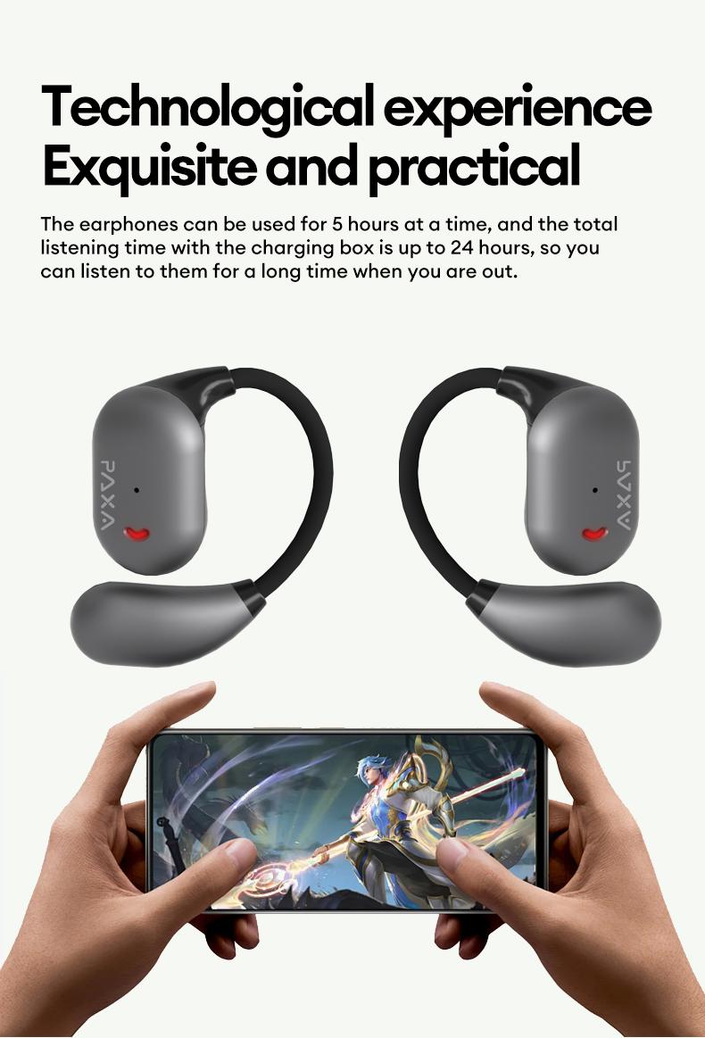 PAXA KC-10 Wireless Headphones with bluetooth 6.0 OWS Waterproof Sport Headsets Noise Reduction Headphones With Mic Earbuds Audio Electronic